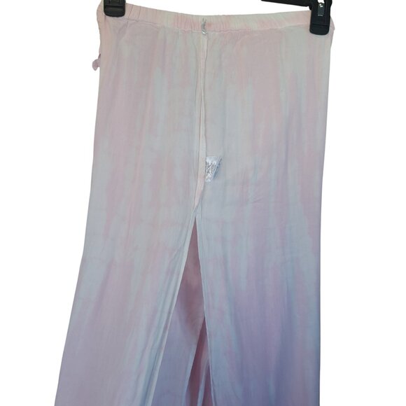 Kiwi & Punch Pink Tie Dye High Slit Y2K Wide Leg Lightweight Festival Pants Sz L - Picture 8 of 11